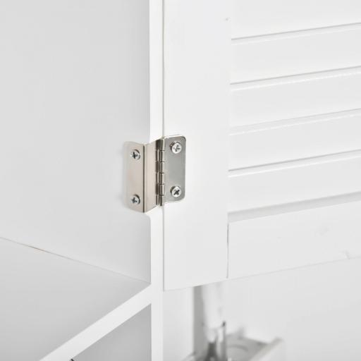 Armario Baño de Pared con 2 Puertas de Persiana Estante Interior y Barra de Toallero Mueble Auxiliar Suspendido Moderno Multiusos para Cocina 60x23x60 cm Blanco [5]