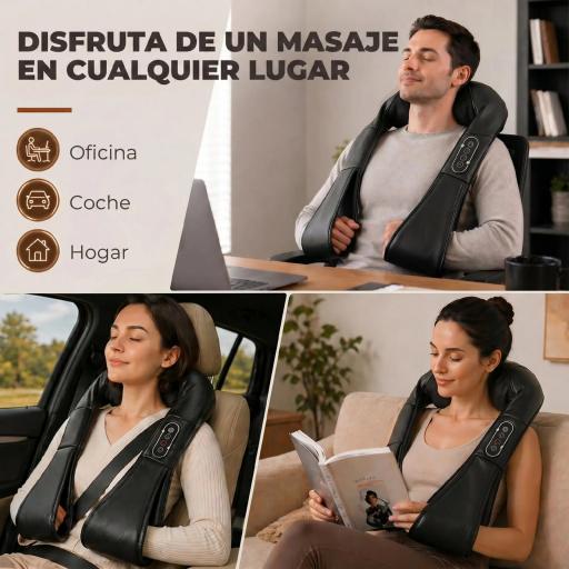 Masajeador Cervical y Espalda con Calor y 8 Nodos Shiatsu 3 Intensidades de Amasamiento 3D Negro [5]