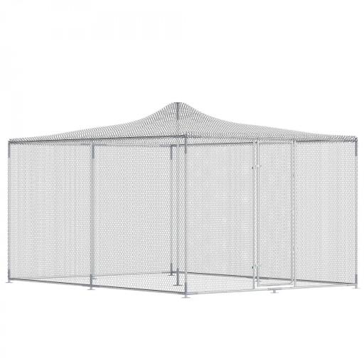 Gallinero para Exterior Grande 4x3x1,97 m 12 m² Gallinero de Acero Galvanizado con Puerta con Doble Cierre Plata [5]