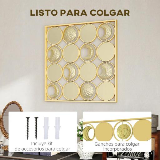Decoración de Metal para Pared de Fases Lunares Multidireccional con 16 Discos Dorado [3]