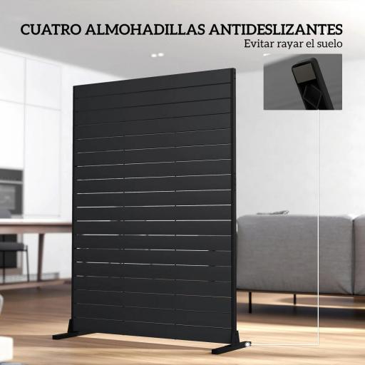Biombo de 6 Paneles de HDPE 120x174 cm Biombo Separador de Ambientes con Soporte Aspecto de Vetas de Madera Negro [5]