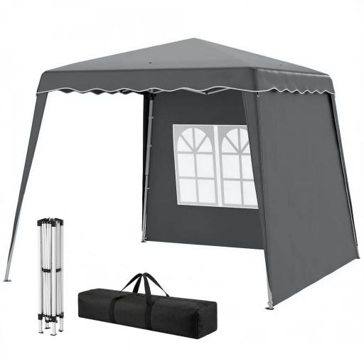 Carpa Plegable Pop-up 2,89x2,89m Cenador Pabellón de Jardín con Paredes Laterales Altura Ajustable Protección UV50+ Gris [8]