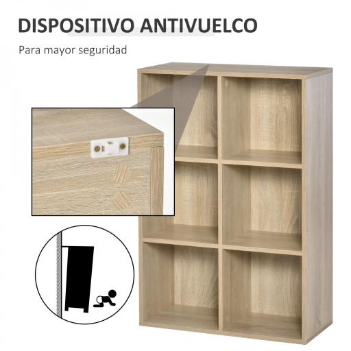Estantería para Libros Estantes de Madera de 3 Niveles con 6 Cubos de Almacenaje para Sala de Estar Dormitorio Oficina 65,5x30x97,5 cm Roble [4]