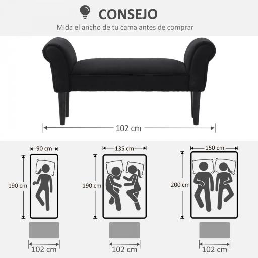 Banco Pie de Cama Tapizado en Lino Sintético con Patas de Madera Reposabrazos y Asiento Acolchado Gris Oscuro [3]