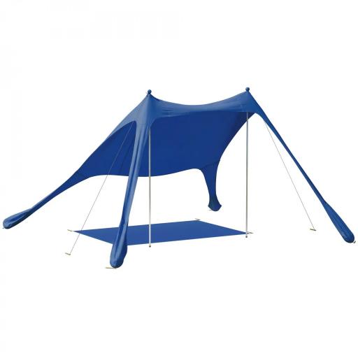 Carpa Playa Plegable con Esterilla UPF50+ Postes de Aluminio Pala Estacas y Bolsa de Transporte Azul [8]