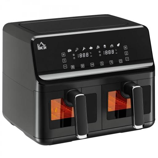 Freidora sin Aceite Doble 8L 2500W 8 Programas Pantalla LED Táctil Temperatura Ajustable 80-200℃ 38,5x38x30,5 cm Negro [9]