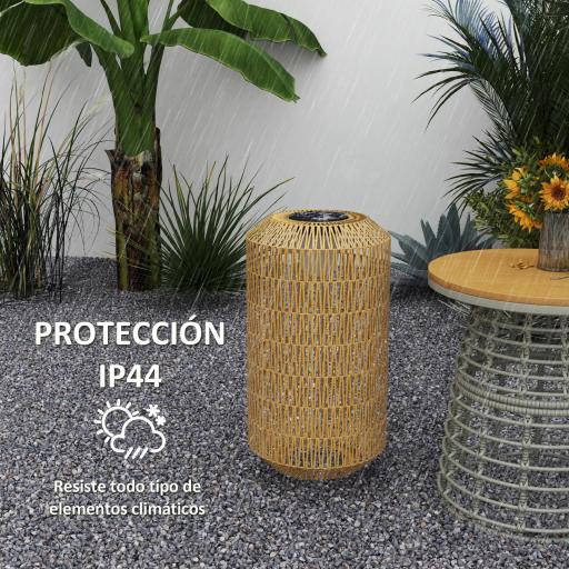 Lámpara de Jardín de Ratán Sintético con Luces LED Encendido y Apagado Automático Diseño Bohemio Ø30x55 cm Natural [4]