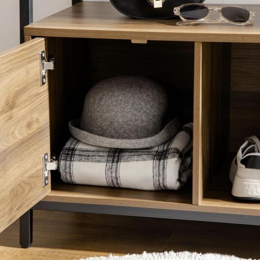 Perchero con Zapatero y Banco Mueble Recibidor con 5 Ganchos para Pasillo Entrada 84x40x169 cm Marrón Rústico [4]