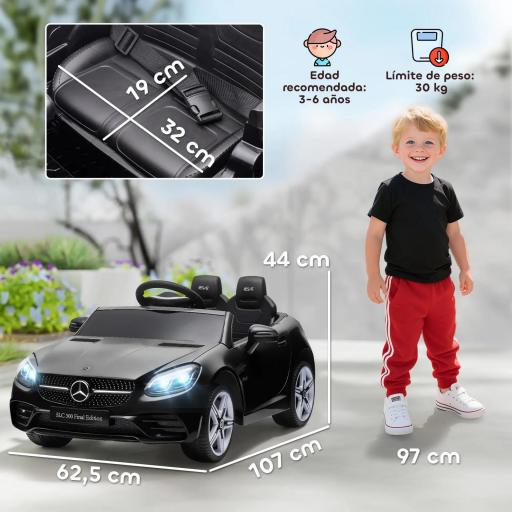 Coche Eléctrico para Niños de +3 Años Mercedes SLC 300 con Batería 12V Mando a Distancia Faros LED Bocina Música Negro [1]