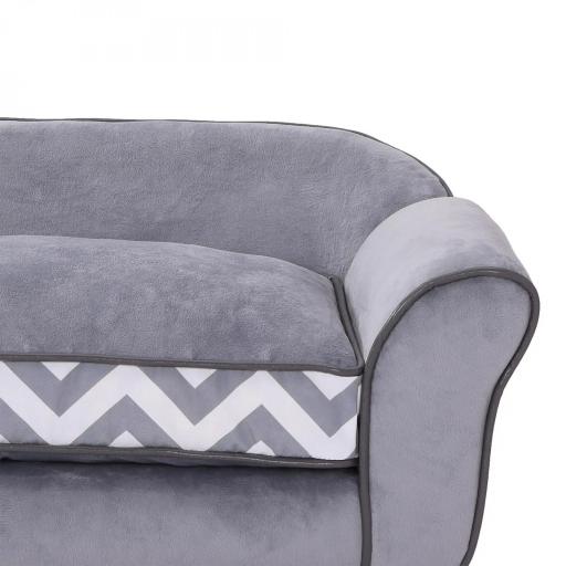 Sofá para Mascotas con Patas Cama para Perros de Madera con Cojín Acolchado Acogedora Funda Lavable 73,5x41x33 cm Gris [6]