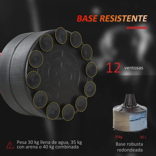 Saco de Boxeo de Pie con Bola de Velocidad y Barra Giratoria de 360° 88x48x155-205 cm Negro y Rojo [4]