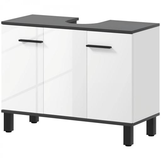 Mueble bajo Lavabo con 2 Puertas y Estantes Ajustables para Lavabo con o sin Pedestal 80x34x60 cm Blanco [4]