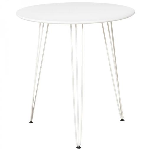 Mesa de Comedor Redonda con Patas de Horquilla Metálicas Estilo Moderno Nórdico para Cocina Salón Cafetería Bar Ø70x75 cm Blanco [8]