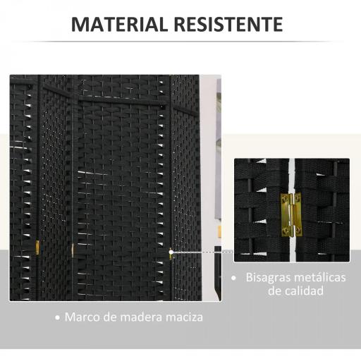 Biombo Separador de Ambientes de 6 Paneles Biombo Plegable 240x170 cm para Salón Dormitorio Oficina Negro [7]