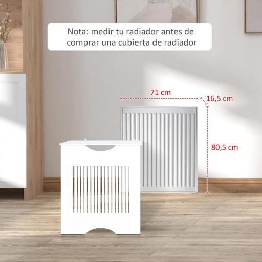 Cubre Radiador 78x19x82 cm Cubierta de Radiador de MDF Moderno con Estante Carga 10 kg y Dispositivo Antivuelco para Sala de Estar Dormitorio Blanco [9]