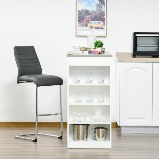 Mesa de Bar Mesa Alta Tipo Bistró de Cocina con Estantería de 4 Niveles Estilo Moderno 115x50x102,7 cm Blanco y Gris [5]