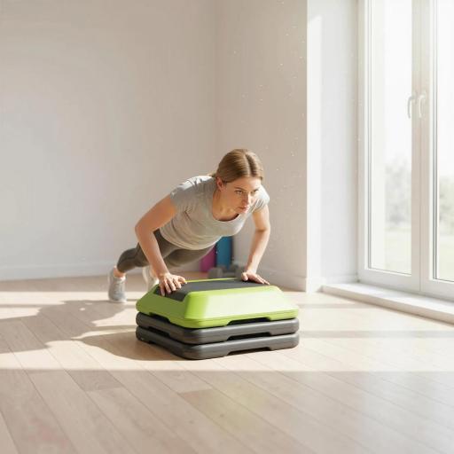 Step para Fitness Stepper Antideslizante con Altura Ajustable de 10/15/20/25/30 cm Carga 150 kg Verde [5]