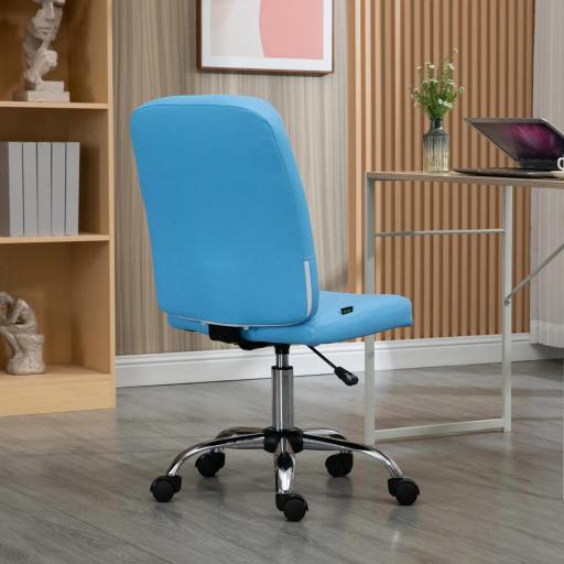Silla de Oficina sin Brazos Silla de Escritorio Giratorio de Piel Sintética con Altura Ajustable 45x59x90-100 cm Azul [6]