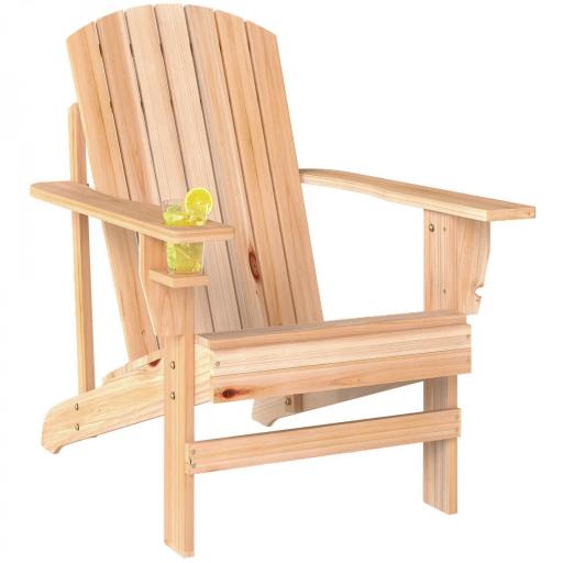 Silla Adirondack de Madera con Reposabrazos y Respaldo Alto para Terraza Balcón Exterior 72x95x93 cm Natural [9]