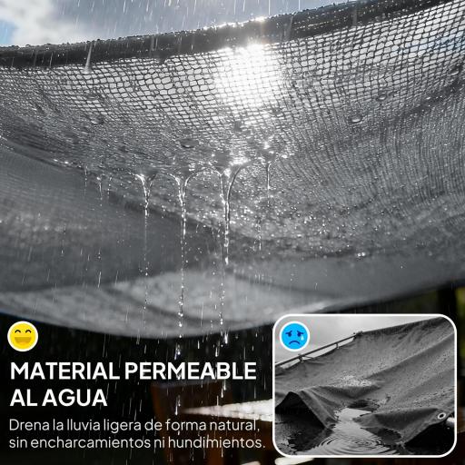 Toldo Vela Rectangular 4x3 m Protección Rayos UV con Bolsa de Transporte Anillas de Acero Inoxidable y Cuerdas Gris [6]