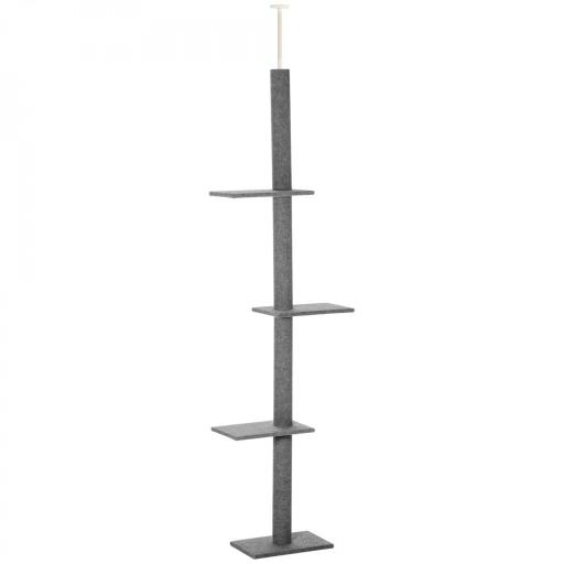 Árbol Rascador para Gatos de Suelo a Techo Torre para Gatos con Altura Ajustable 43x27x228-260 cm Gris [9]