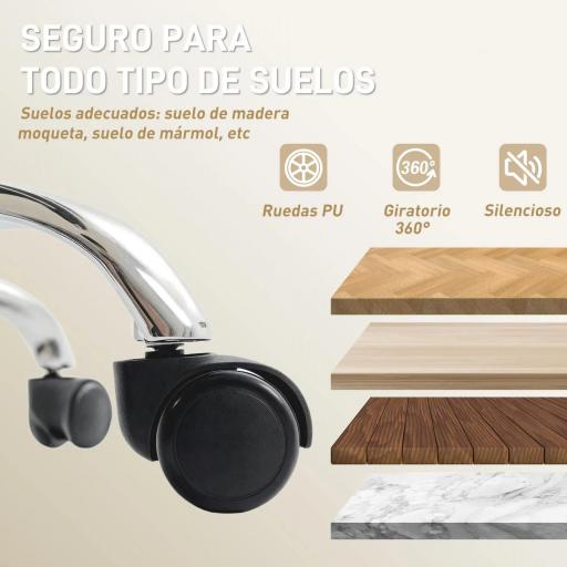 Silla de Escritorio con Reposapiés Respaldo Reclinable Acolchado Grueso Tapizada en Cuero Sintético Beige [3]