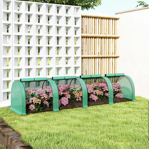Invernadero Pequeño Invernadero de Jardín para Cultivo de Plantas con 4 Ventanas Enrollables 395x100x80 cm Verde [7]