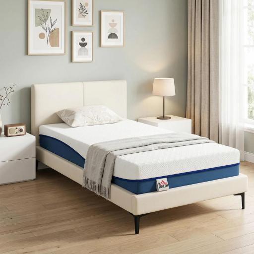Colchón 190x90 cm Grosor 20 cm Colchón Viscoelástico con Té Verde Firmeza Media Cama Refrescante con Espuma de Gel [2]