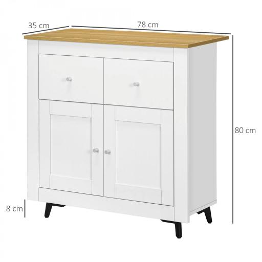 Aparador Compacto de Cocina Buffet Auxiliar de Comedor con Puertas y Cajones para Salón Entrada 78x35x80 cm Blanco [1]