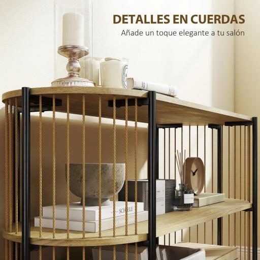 Mesa de Consola con Cuerda de Papel Trenzada a Mano Marco de Acero Estilo Bohemio 124x43,5x80 cm Natural [2]