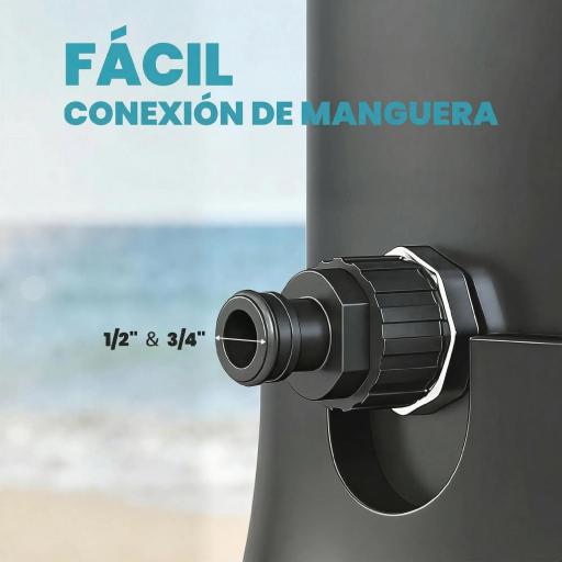 Ducha Solar Jardín 40L con Cabezal Ducha de Mano Grifo para Pies y Temperatura Ajustable Máx. 60 °C para Piscina Negro [2]