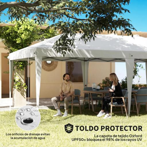 Carpa Plegable 5,85x2,95x2,7 m con 4 Paneles 4 Ventanas 2 Puertas 1 Bolsa Anti-UV y 12 Orificios de Drenaje Blanco [3]