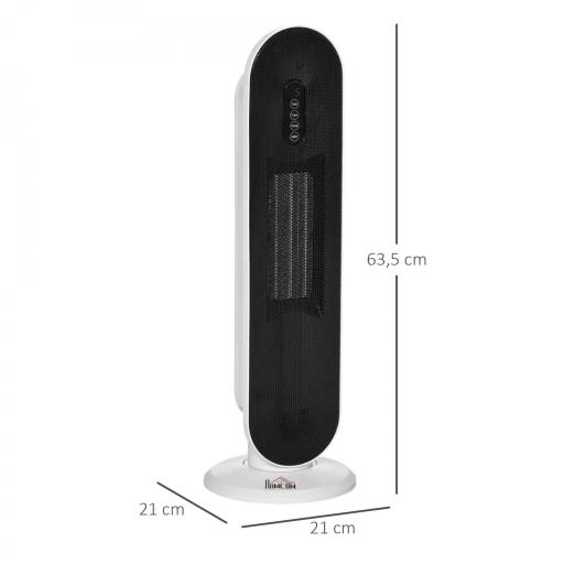 Calefactor Cerámico de Torre 1200W/2000W Calefactor PTC con Mando a Distancia Termostato Temporizador de 24H Oscilación 45° y Sistema Antivuelco para Sala de 20 m² Blanco y Negro [1]