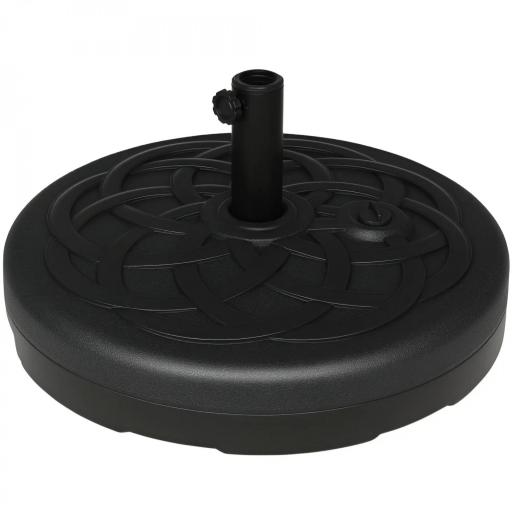 Base de Sombrilla de PE Redonda para Postes de 38mm/48mm Rellenable de Arena 35 kg y Agua 25L Ø56x30,5 cm Negro [9]