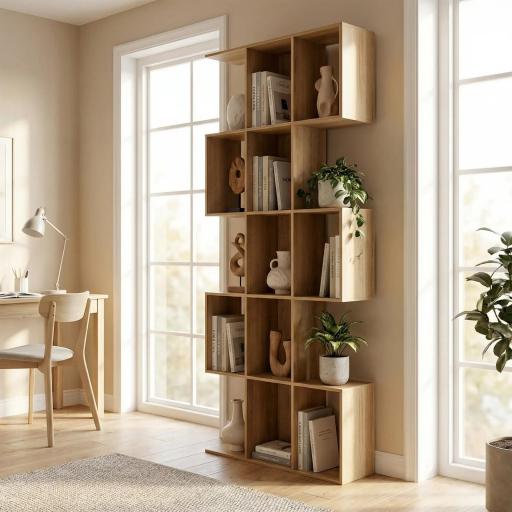 Librería en Forma de S de 5 Niveles para Salón Dormitorio Estudio Oficina 80x24x200 cm Roble