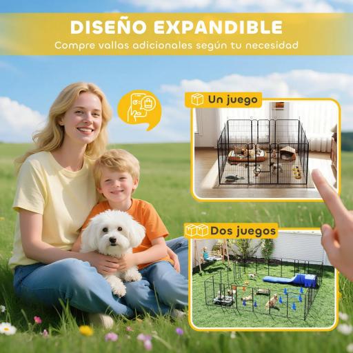 Parque para Perros de 12 Paneles con 2 Puertas Corralito para Perros para Exterior Interior de Acero 80x120 cm Negro [6]