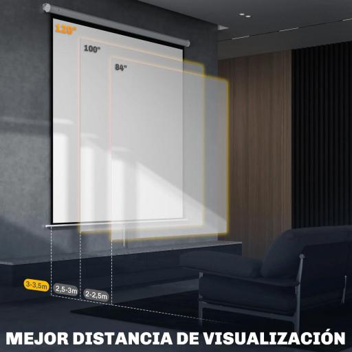 Pantalla de Proyector Manual 120 Pulgadas Pantalla de Proyección Portátil Formato 1:1 para Interior y Exterior Cine en Casa Patio 207x207 cm Blanco [6]