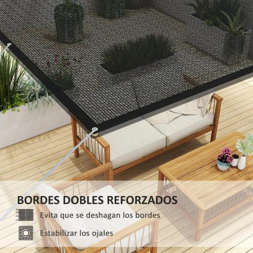 Toldo Vela de Sombra Rectangular 3x2 m Toldo de Jardín Protección Solar 65% Transpirable y Anticongelante Negro [4]