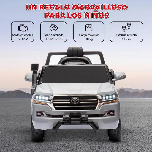 Coche Eléctrico para Niños de +3 Años Toyota LAND CRUISER con Batería 12V Mando a Distancia y Música MP3 Gris [6]