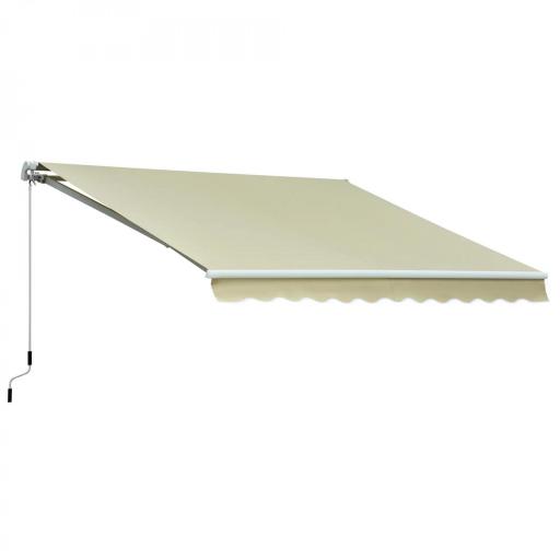 Toldo Manual Retráctil 295x250cm Ángulo Ajustable con Manivela para Exterior Balcón Jardín Terraza Crema [9]