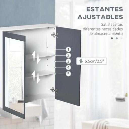Armario de Baño con Espejo Armario de Baño para Colgar con 2 Puertas de Vidrio y Estantes Ajustables 69x17x75,5cm Blanco [2]