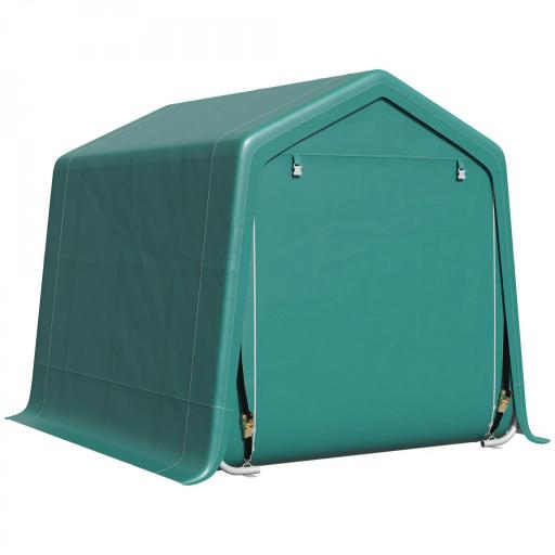 Carpa de Jardín Exterior 2,4x2x2 m Cobertizo Exterior con 2 Puertas con Cremallera Impermeable Anti-UV Carpa Verde [7]