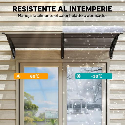 Marquesina de Protección contra Sol y Lluvia 196x75x23 cm con Cubierta de Policarbonato para Puertas y Ventanas Negro [3]