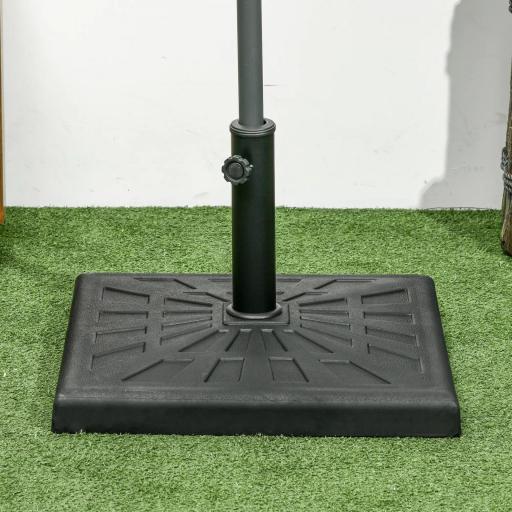 Base para Sombrilla de Resina 19 kg para Mástil de Ø32/38/48 mm para Jardín Terraza Patio 51x51x32 cm Negro [5]