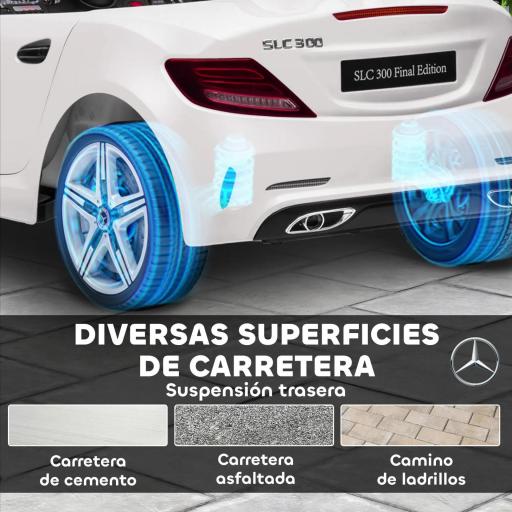 Coche Eléctrico Mercedes SLC 300 12V para Niños de 3-6 Años con Mando a Distancia Faros LED Bocina 107x62,5x44 cm Blanco [2]