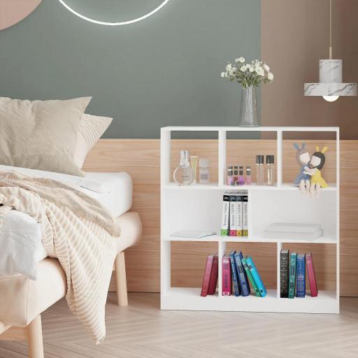 Estantería Librería con 8 Compartimentos Estantería de Exposición Moderno para Sala de Estar 97,5x30x100 cm Blanco [5]