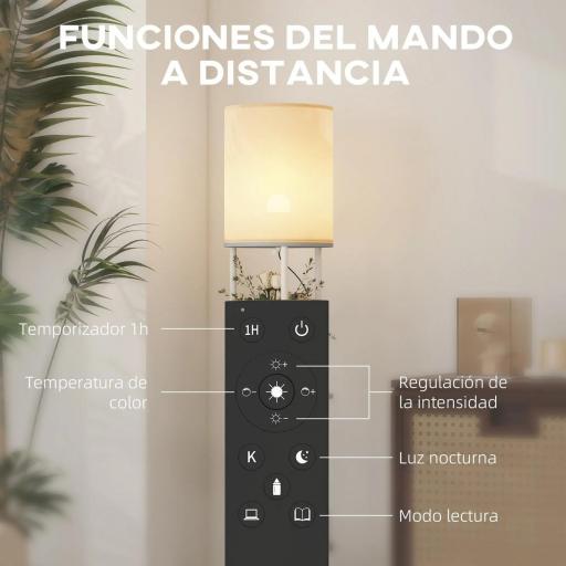 Lámpara de Pie con Estantes con 3 Temperaturas de Color Control Remoto para Salón Dormitorio Oficina Gris [6]