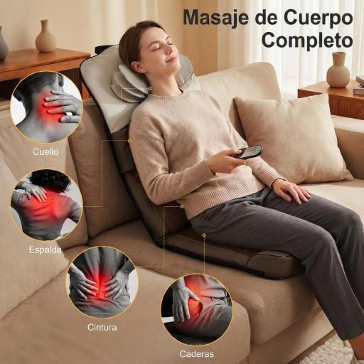 Colchón de Masaje Plegable con Calefacción Compresión de Aire 4 Modos 3 Intensidades Apagado Automático Marrón [5]