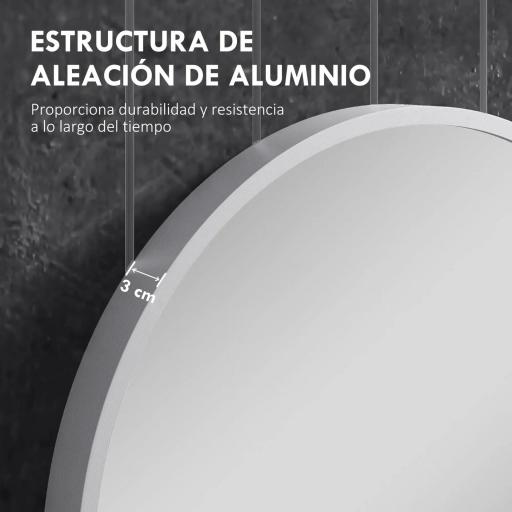 Espejo de Baño Ovalado 60x90 cm Espejo Decorativo de Pared con Marco de Aluminio para Salón Horizontal o Vertical Plata [6]