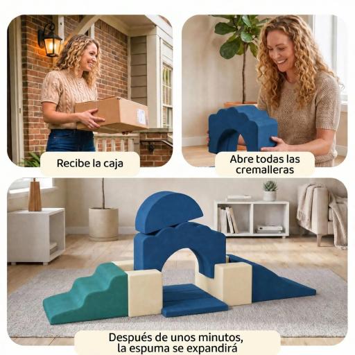 Juego de 7 Bloques de Espuma para Niños Bloques de Psicomotricidad con Base Antideslizante para 0,5-3 Años Azul Oscuro [7]